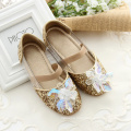 latest design shining Sequins wedding children girls shoes with gold and silver